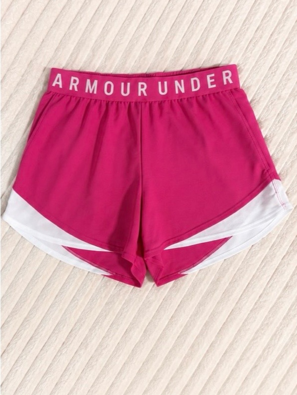 Under Armour Hot Pink Running Shorts with White Trim - NWT Size XS - Picture 2 of 6